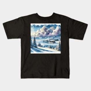 Winter River Winter Landscape Kids T-Shirt